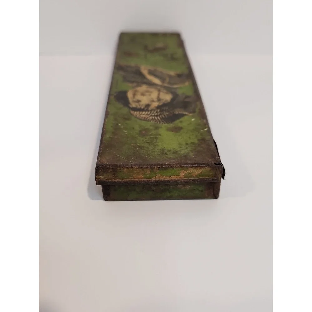 Antique 1920s Wallace Pencil Co Tin Metal Jackie Coogan Pencil Box Case W/ Pen